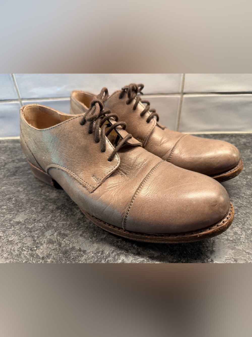 Frye Women's Brown Leather Cap-Toe Derby Oxfords size 9